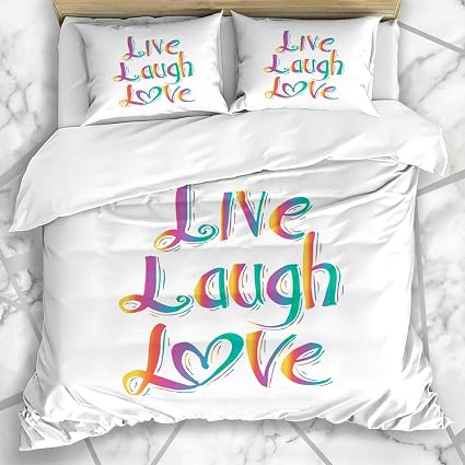 Ensembles De Housse De Couette Retro Mot En Direct Rire Amour Texte Symbole Abstrait Textures Citation Impression Calligraphique Inspirational Chambre Decorative En Microfibre Douce Avec 2 Taies D Ore Amazon Fr Cuisine Et