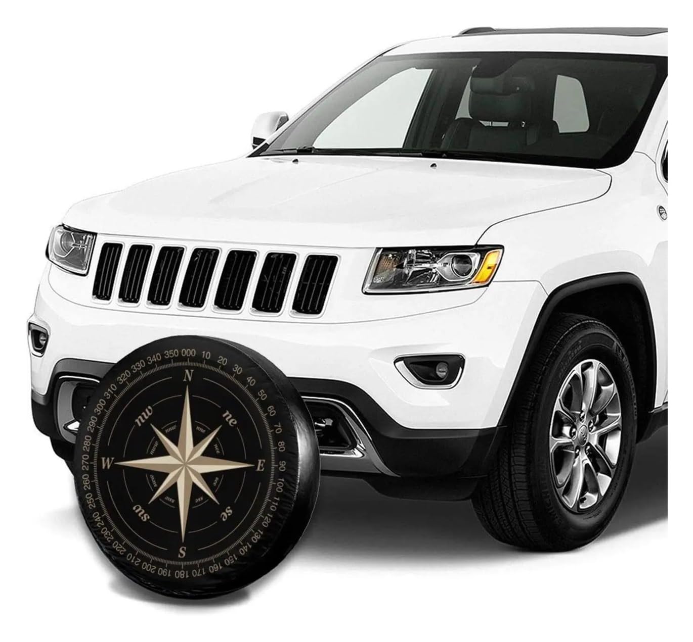 Kompas różowy czarny pokrowiec na koło zapasowe UV osłona na koła przeciwsłoneczne pasuje do przyczepy kampera SUV i wielu pojazdów 14 15 16 17 cali (40.6 cm)