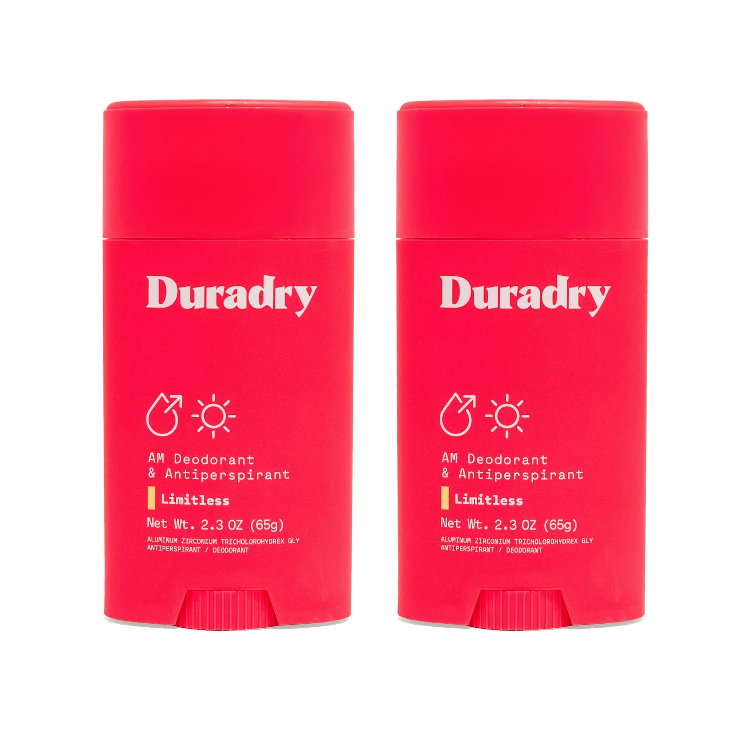 Duradry Clinical-Strength Antiperspirant Deodorant for Women and Men – Clean Formula with Natural Ingredients – Fights Odor & Excessive Sweat – Limitless (Cool Citrus + Cedar) - Pack of 2