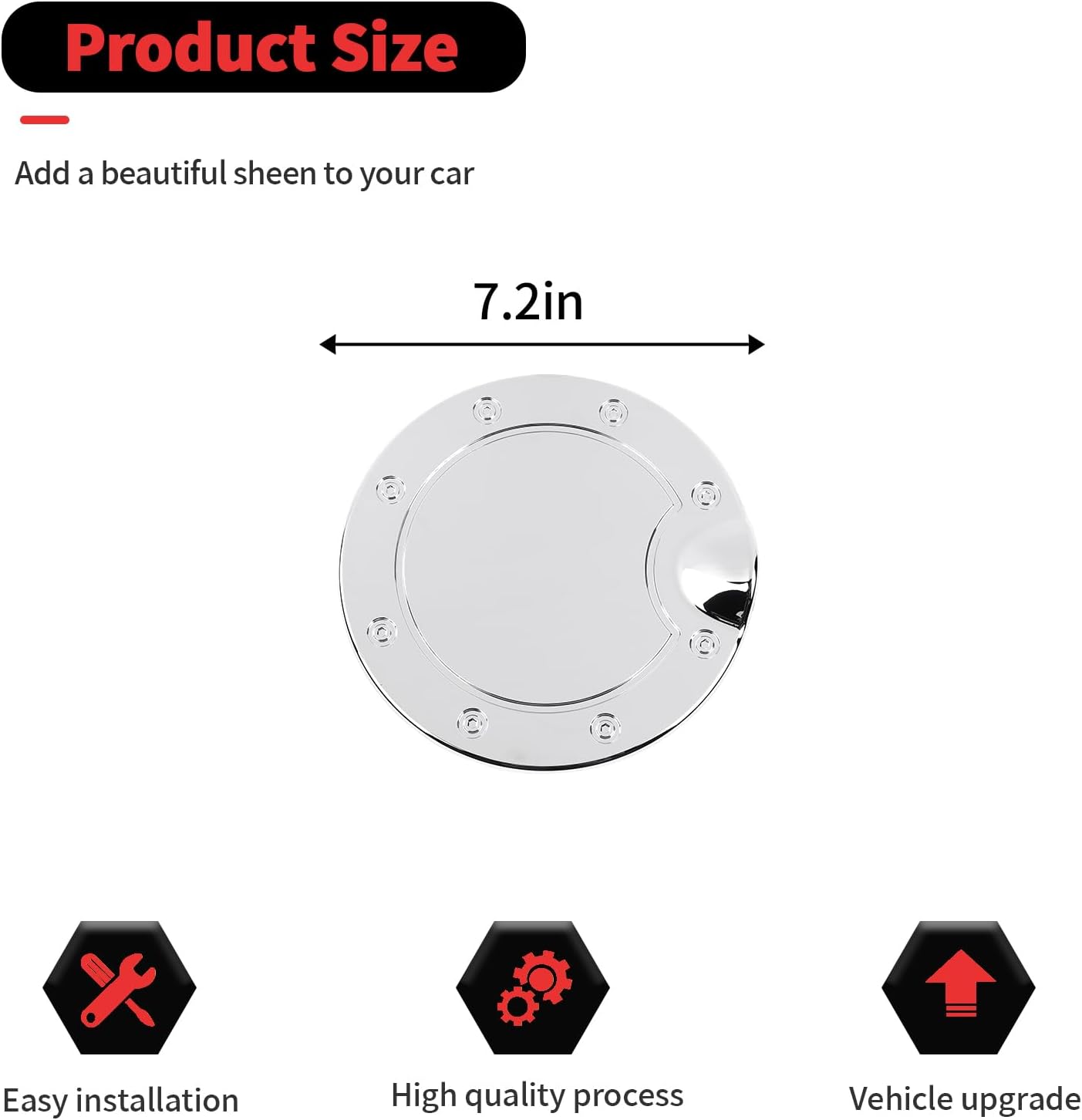 RT-TCZ Fuel Filler Gas Tank Door Cap Cover Trim Decoration Exterior Accessories for Chevy Silverado 2007-2013,for GMC Sierra 2007-2013 (Chrome)
