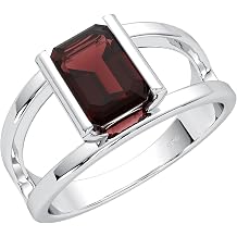 Created Garnet/Peridot/Swiss Blue Topaz Rings for Women, Sterling Silver Plated Octagon Shape Split Shank Handmade Ring, Gift for Mom Wife Sister