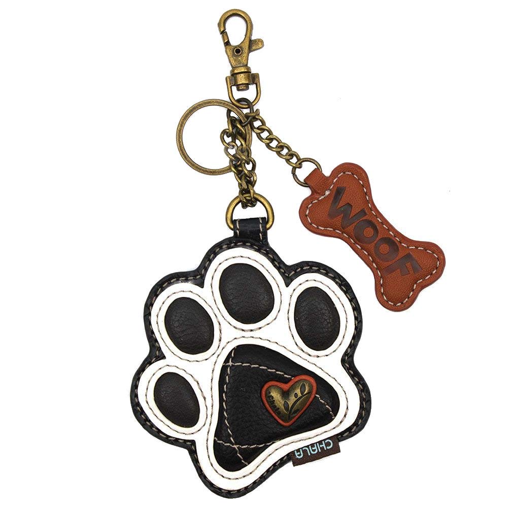CHALA Paw Print Key Fob Coin Purse, Dog Lover Gift Dog Mom (White)