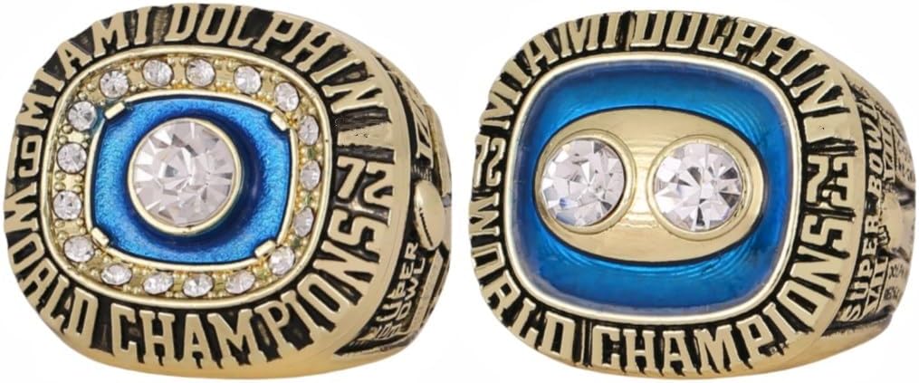 TREASURE FOOTBALL 1972 1973 NOSTALGICS CHAMPIONSHIP RING Dolphin & LUXURY BLACK BOX LEGEND VICTORIOUS RARE SPORTS FAN GIFT SERIES - HOLIDAY SHOW COLLECT