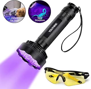 YOUTHINK UV-Taschenlampe, Upgraded 100 LED Pet Urin Detector 395nm UV-Licht Scorpion Light Torch Lampe mit UV-Sonnenbrille für Hunde- / Katzenurin Trockenflecken Bettwanze im test