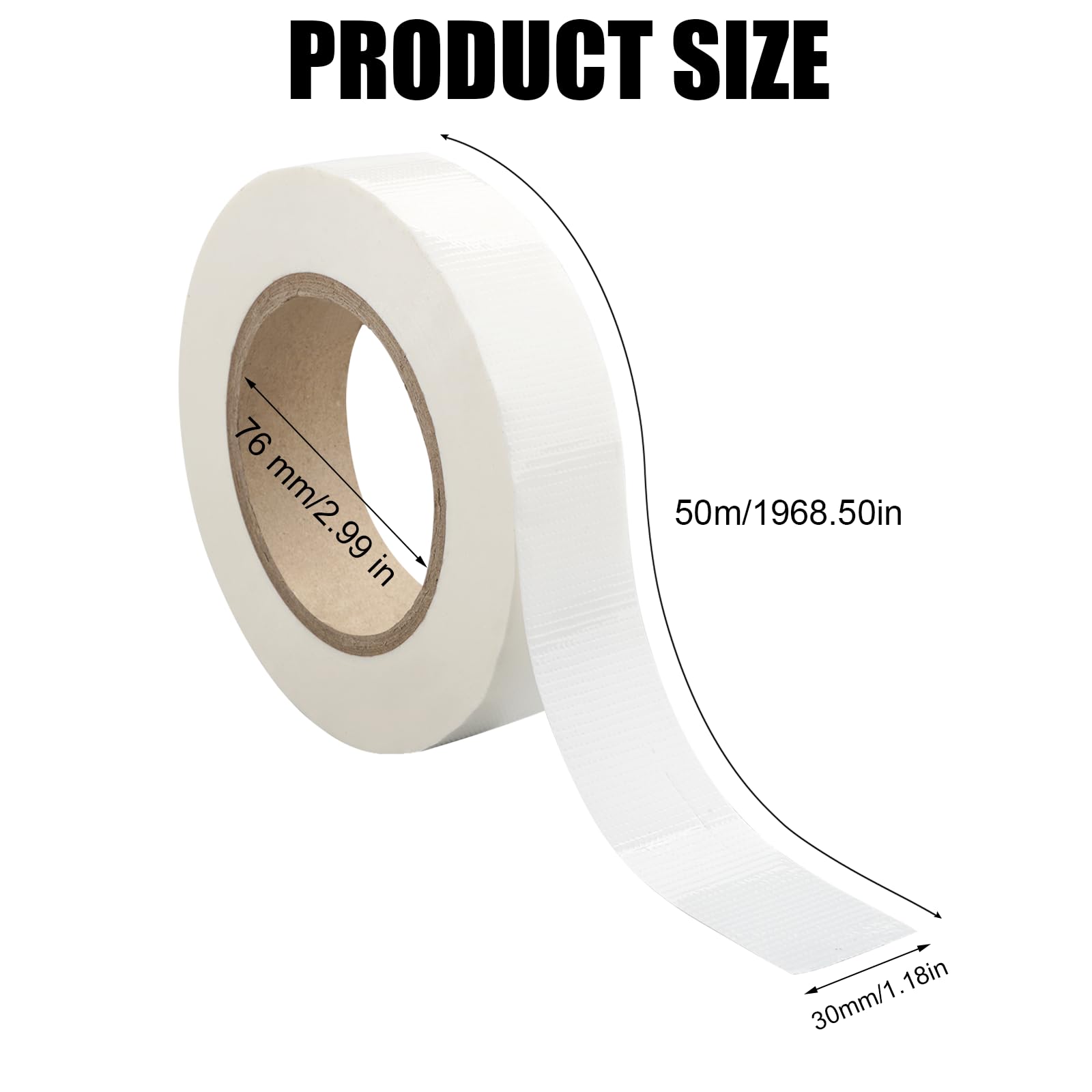 30 mm*50 m Nastro Telato, Duct Tape Resistente All'acqua, Bianco Nastro Ripara, Nastro Adesivo Subacqueo, Nastro Autoagglomerante per Riparazioni, Imballaggio,Fissaggio, Marcatura e Sigillatura