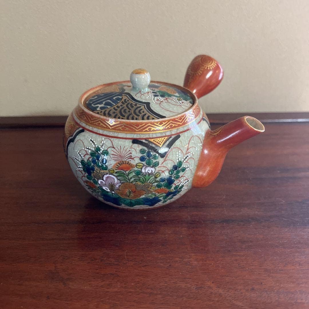 九谷焼　古九谷　九谷庄三造　赤絵金彩　山水楼閣人物文　煎茶碗　五客　C　8269 九谷庄三 九谷焼 古九谷 九谷庄三造 赤絵金彩 山水楼閣人物文 煎茶碗