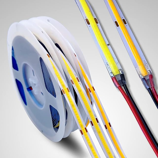 Boarda 12V 16.4ft COB LED Strip,320 LEDs/M LED Warm White 3000K Linear Ribbon High Density FOB Flexible LED Strip Lights for Party,Counter,Shelf,Home Decor(320 LEDs/M, Warm White 3000K)