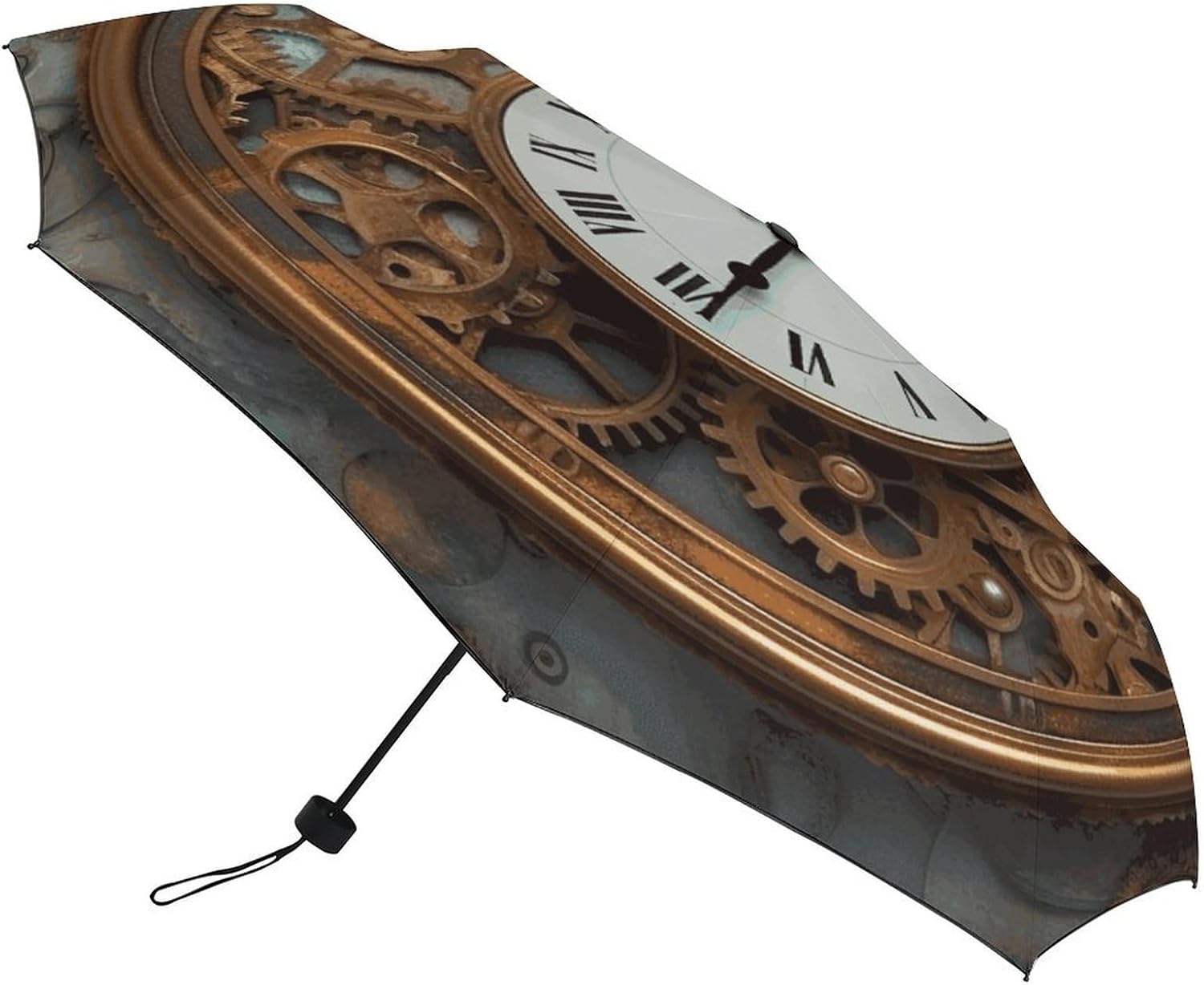 Windproof Travel Umbrella Rusty Steampunk Clock Folding Small Sun Umbrella Lightweight Small And Compact Suit for Pocket