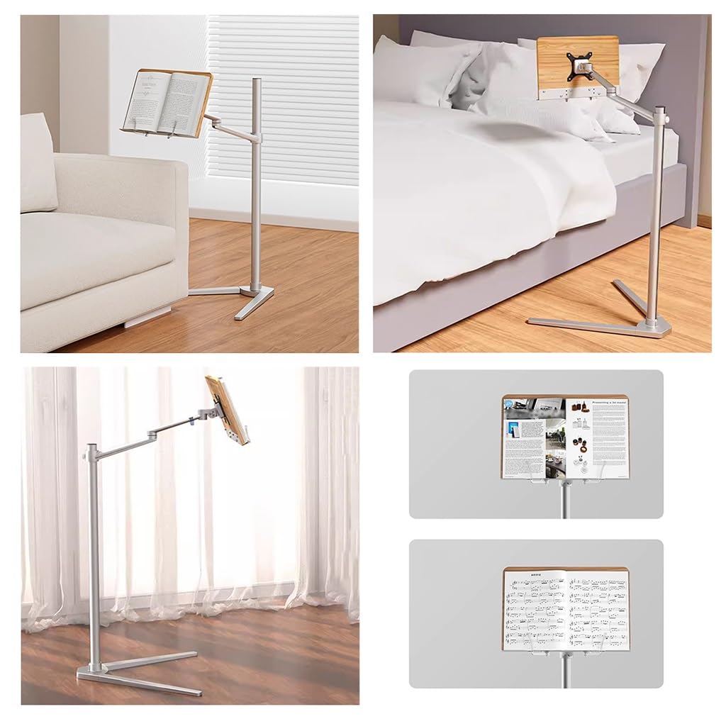 Book Stands Adjustable Book Holder Sheet Music Stand Cookbook Stand for Reading Floor Book Holder for Sofa Bed (Silver-53 * 90cm)