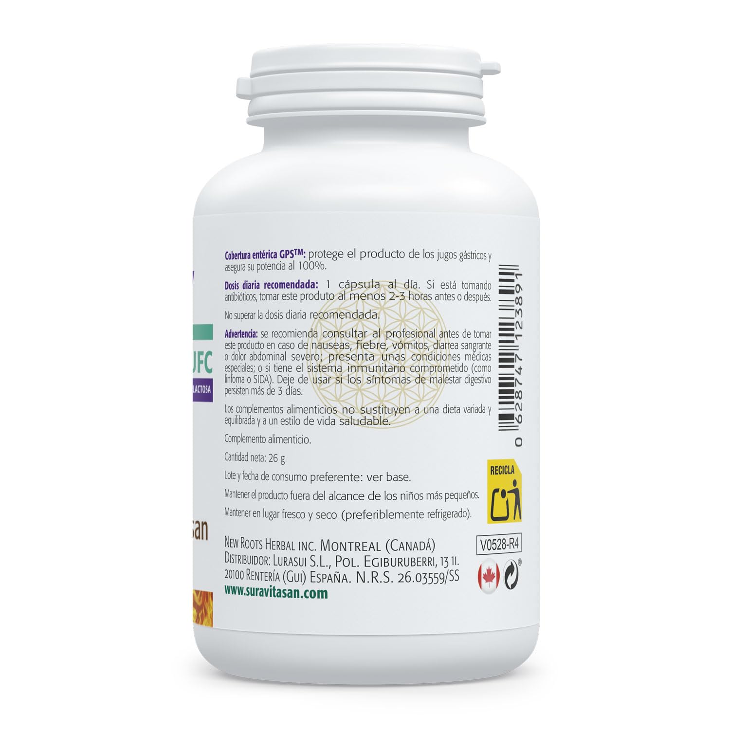 SURA VITASAN Pro-Recovery Probiótico de Alta Potencia 30 Cápsulas con Cobertura Entérica GPS™ – 120.000 Millones de UFC, 20 Cepas – para Salud Digestiva y Restauración de la Flora Intestinal