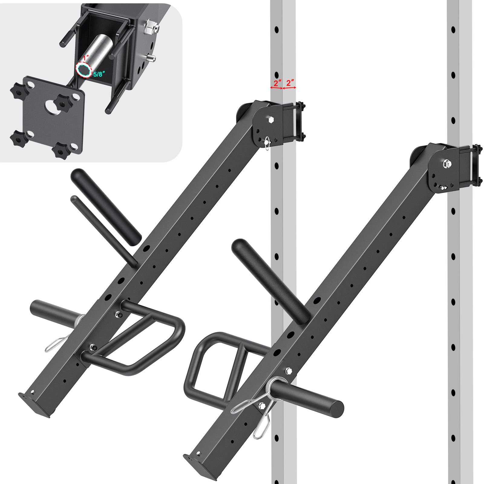 Kipika Power Rack Jammer Arms – Verstellbare Höhe & Winkel Hebelarmsystem für Power Cages mit 1,6 cm oder 2,5 cm Löchern – passend für 5,1 cm olympische Platten – 1 Paar