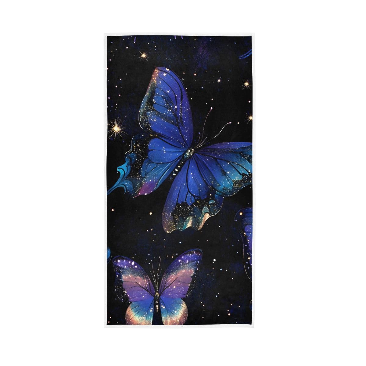 LSRCPD Blue Purple Butterflies Galaxy Hand Towels Soft Washcloths Spa Towels 15 x 30 Inch