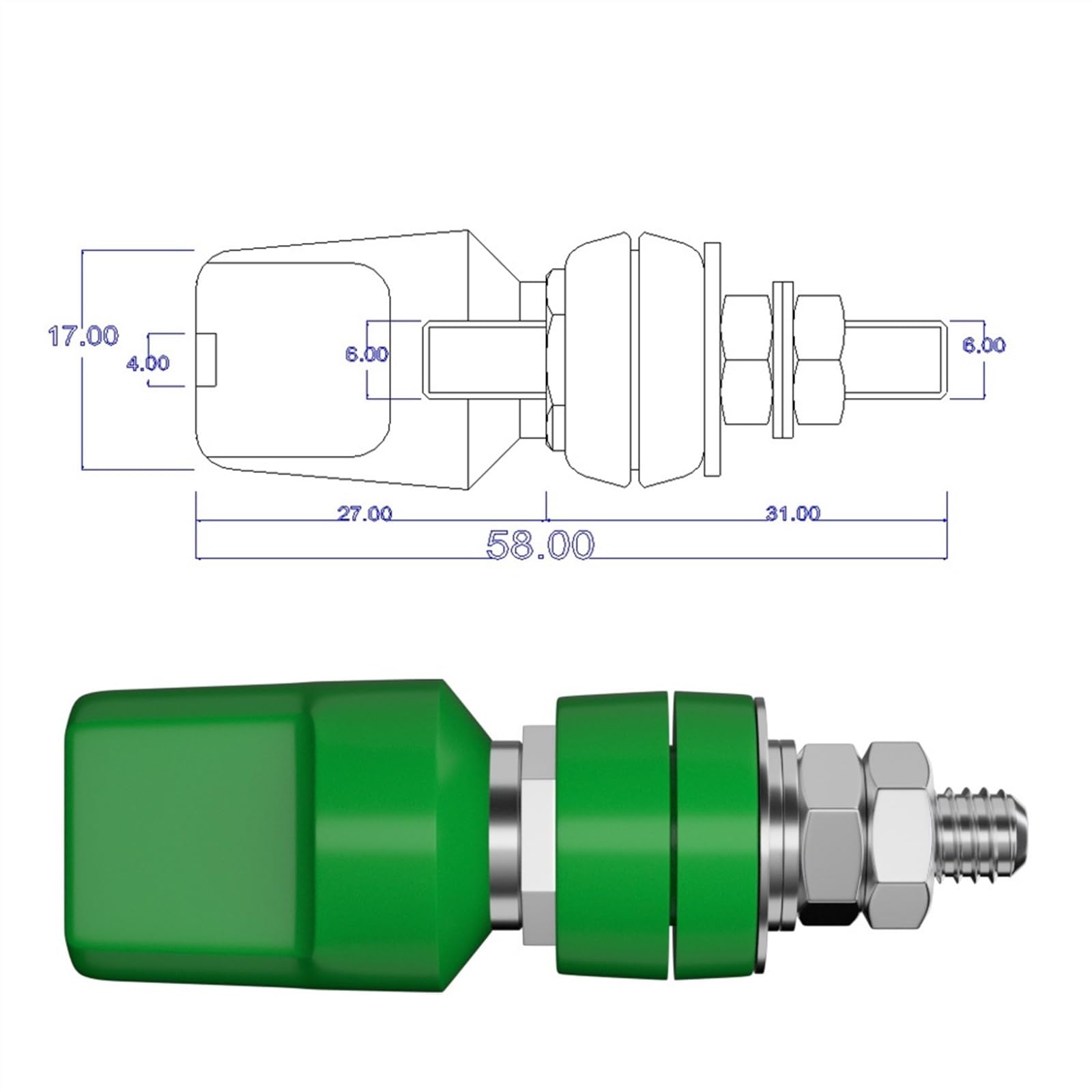 2 szt. 4MM M6 Gniazdo Bananowe Wiązanie Post Złącze Bananowe Jack Złącze elektryczne Terminal Q.50019(2 czarny)