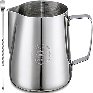Milk Frothing Pitcher 20oz,Espresso Steaming Pitcher 20oz,Espresso Machine Accessories,Milk Frother cup 20oz,Milk Coffee Cappuccino Latte Art,Stainless Steel Jug