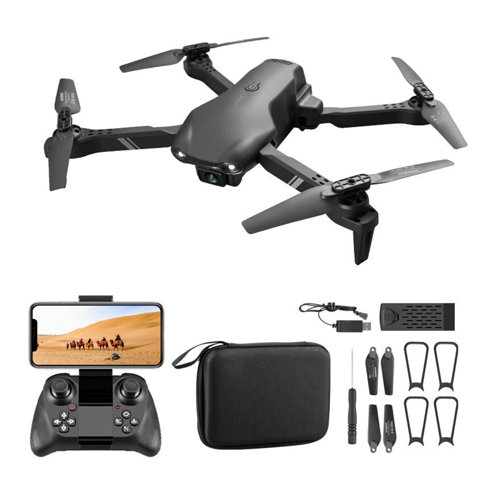 Drone Mini Drone 4K HD Podwójna kamera WiFi FPV Ciśnienie powietrza Wysokość Trzymaj Składany Quadcopter RC Drone Zabawka dla dzieci (Kolor: 1080P-Podwójna kamera-1B Rozmiar: 1) (720P 1Bateria)