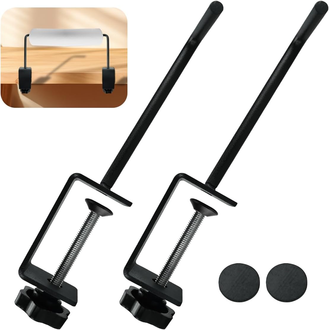 Craft Paper Roll Holder Tabletop Dispenser C Clamps Thick Desk Poster Dispenser for Table Thickness from 0-1.8 inches Black