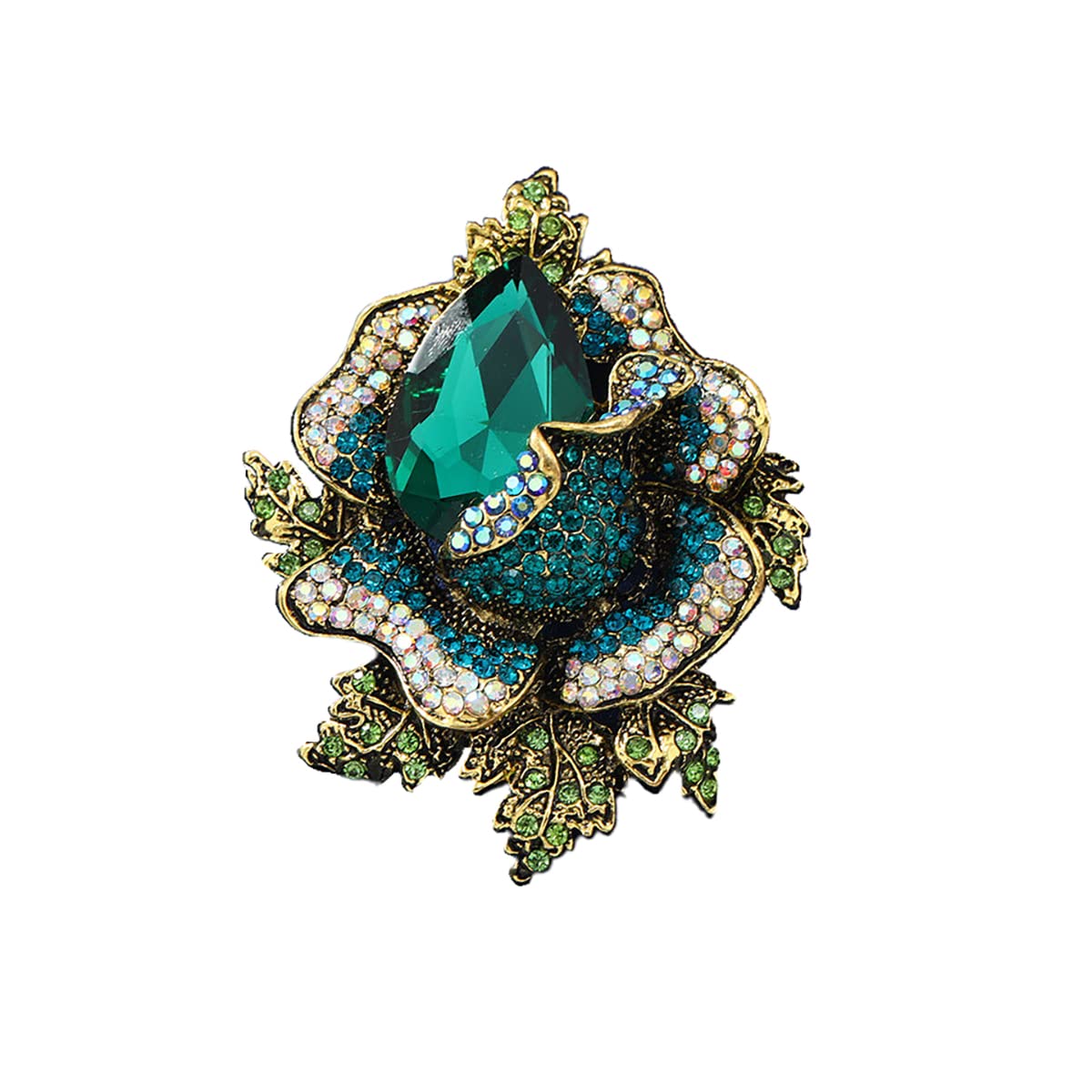 SYGA Brooch Pin Fashion Crystal Rhinestone Jewellery Pin Vintage Accessories Decoration Clothing Bouquet Brooches for Bridal Women Girl (GREEN ROSE GREEN) (B0C3CZJKM1) Amazon Price History, Amazon Price Tracker