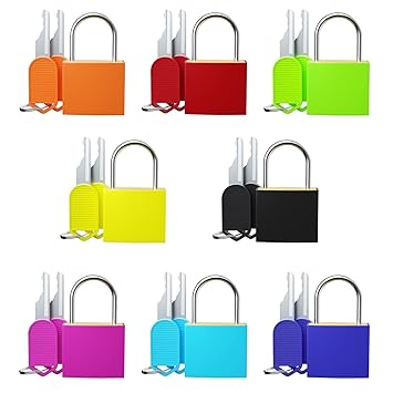 8Pcs Small Locks with Keys, Multicolor Luggage Padlocks ABS Plastic Covered Copper Keyed Padlock Lock for Locker with Key - Suitable for Suitcase, Backpack, Jewelry Box