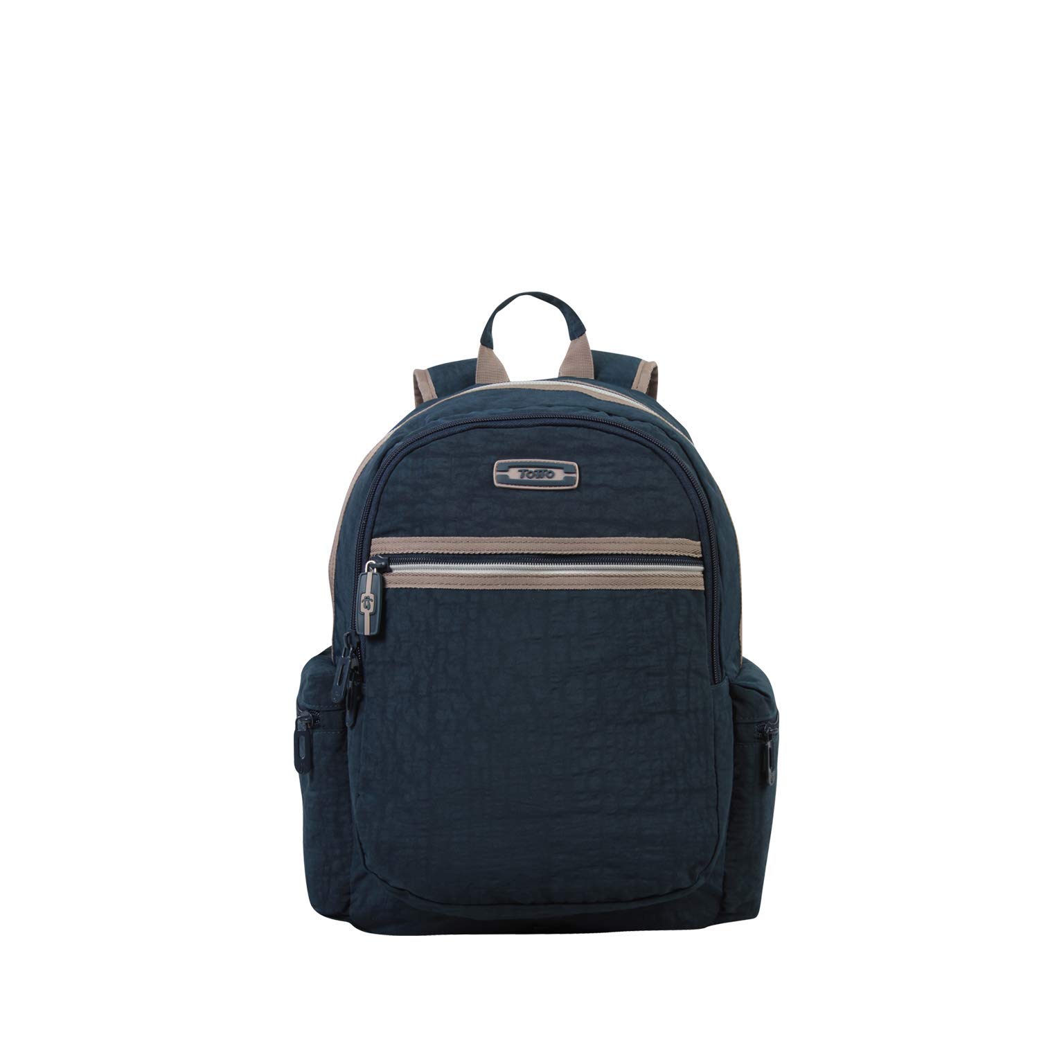 TOTTO - Mochila para Ordenador Portátil de 13-14 Pulgadas, Modelo Motik, 4 Compartimentos, 2 Bolsillos Laterales con Cremallera, Espaldar Ergonómico, Correas en S para Mayor Comodidad, Color Azul