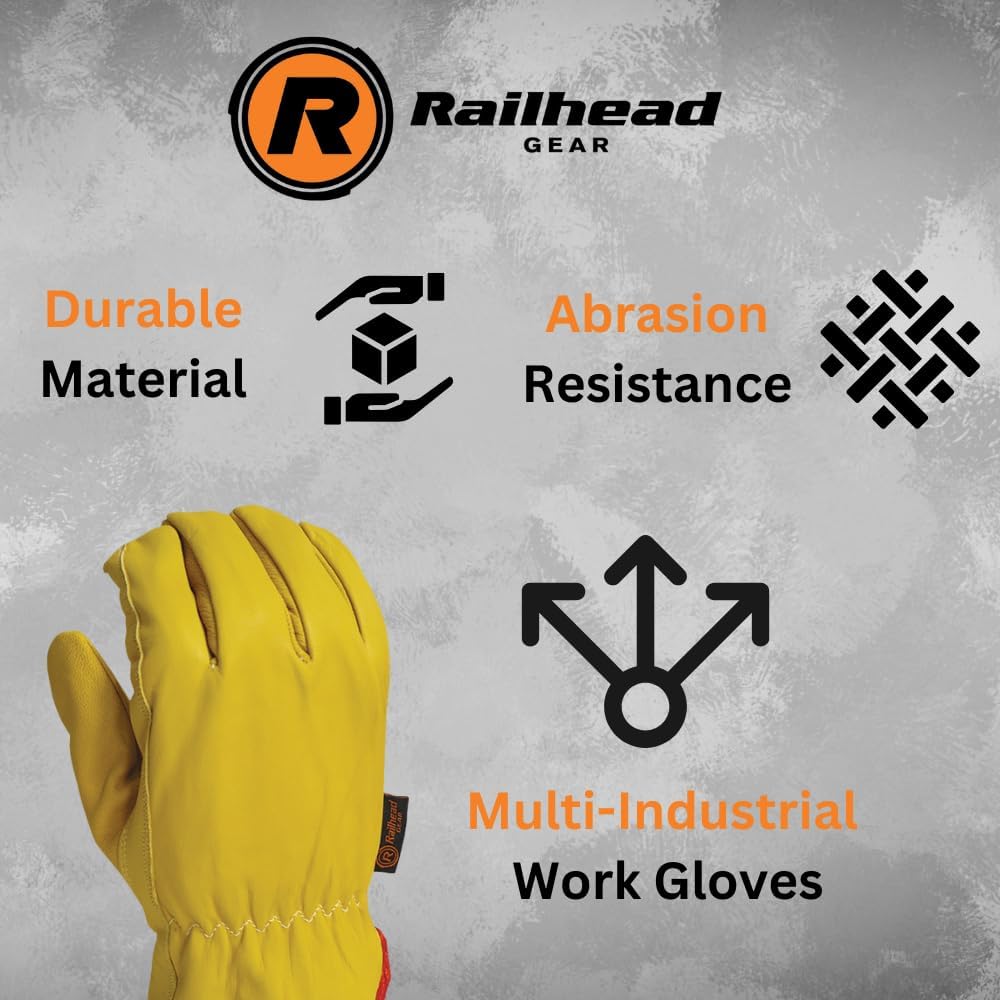 Railhead Gear Insulated 100% Waterproof Winter Goat Skin Work Gloves XS-5XL RH-GSW