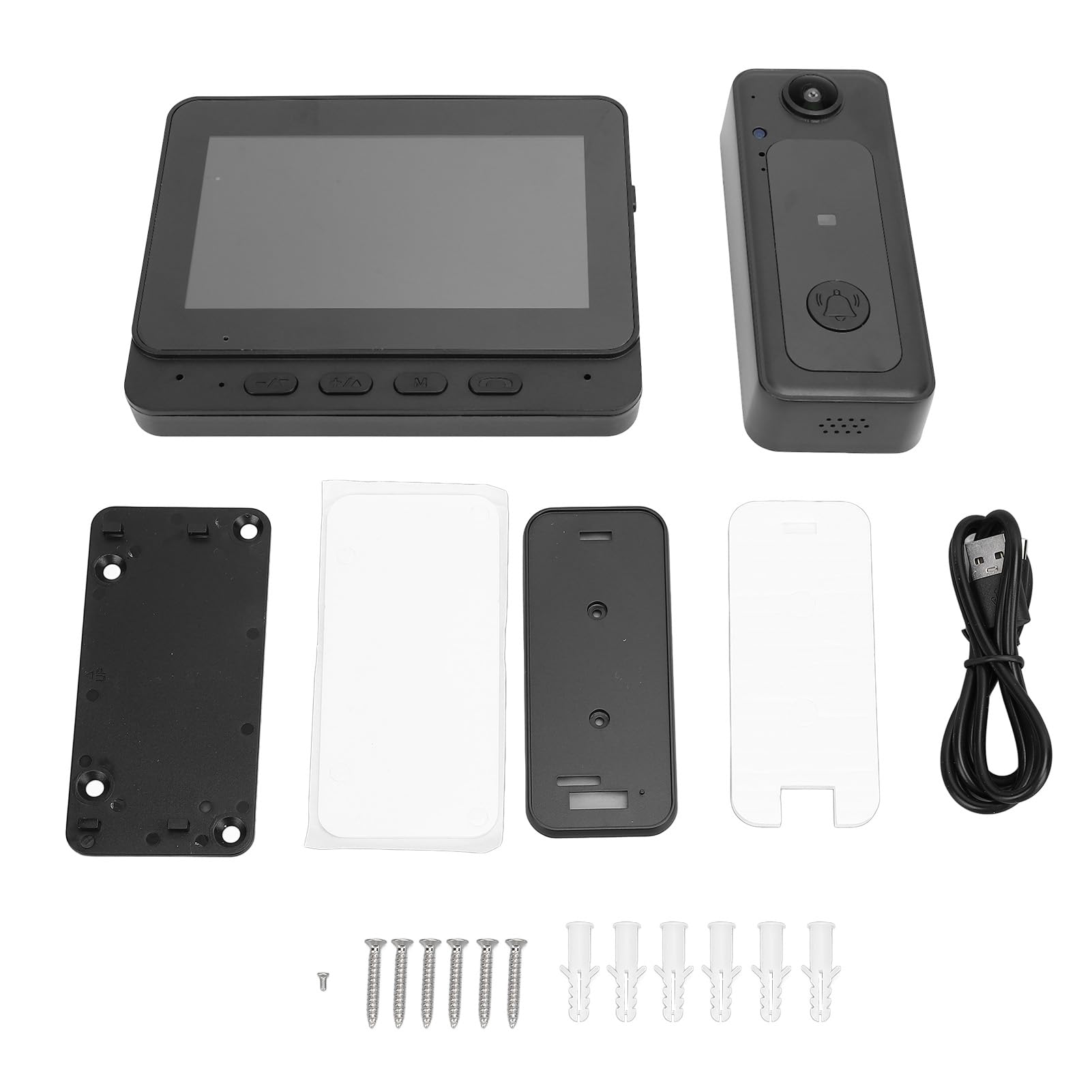 KKPLZZ Intelligente Video-Türklingeln, 4,3-Zoll-Bildschirm, Kabellose Bluetooth-Video-Türklingel mit LED-Nachtsicht-8-MP-HD-Kamera, Intelligente Sicherheitstürklingel