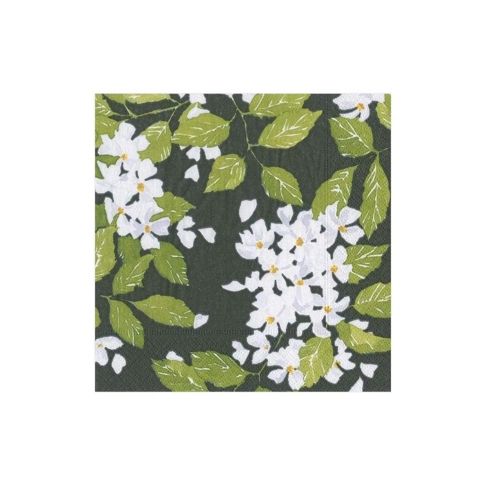 Caspari Blanc De Blancs Paper Cocktail Napkins in Black, 80 Count