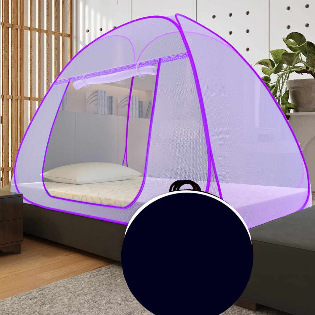 Purple Polyester Foldable Single Bed Tent Mosquito Net, Insect Protection Canopy for Home, Travel & Outdoor Use-picture-27