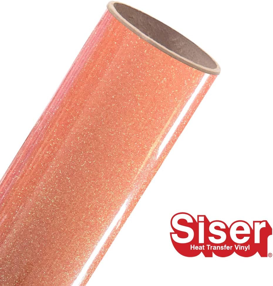 Siser Glitter HTV 11.8"x5ft Roll - Iron on Heat Transfer Vinyl (Translucent Orange)