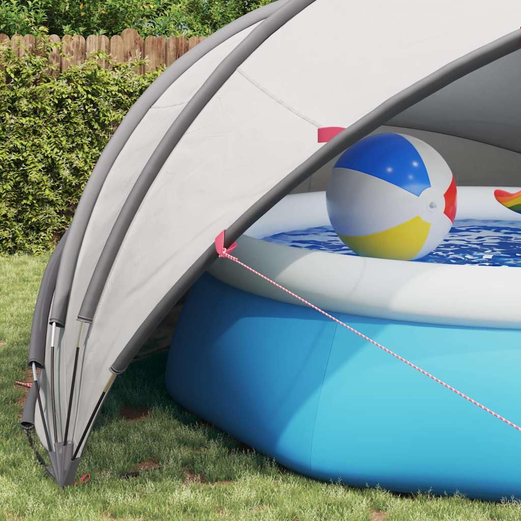 Piscina a cupola pieghevole, 500 x 500 x 236 cm, grigio e arancione, in fibra di vetro resistente ai raggi UV, con borsa per il trasporto e tiranti, facile da piegare per protezione