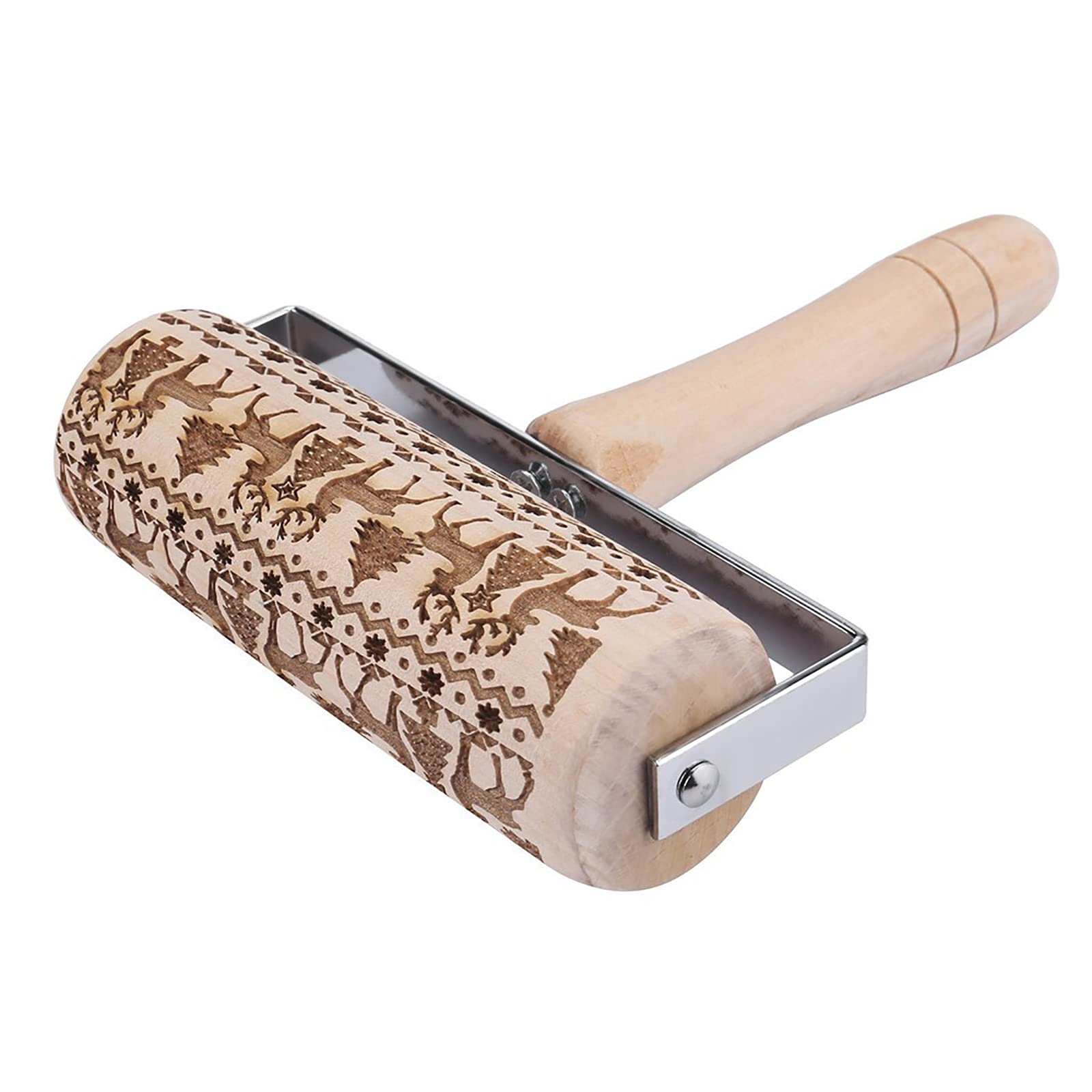 Rodillo de amasar en Relieve, Rodillo de amasar 3D de Madera en Relieve, Pernos de amasar Profesionales en Relieve con patrón de Alce navideño, para Hacer postres de Galletas