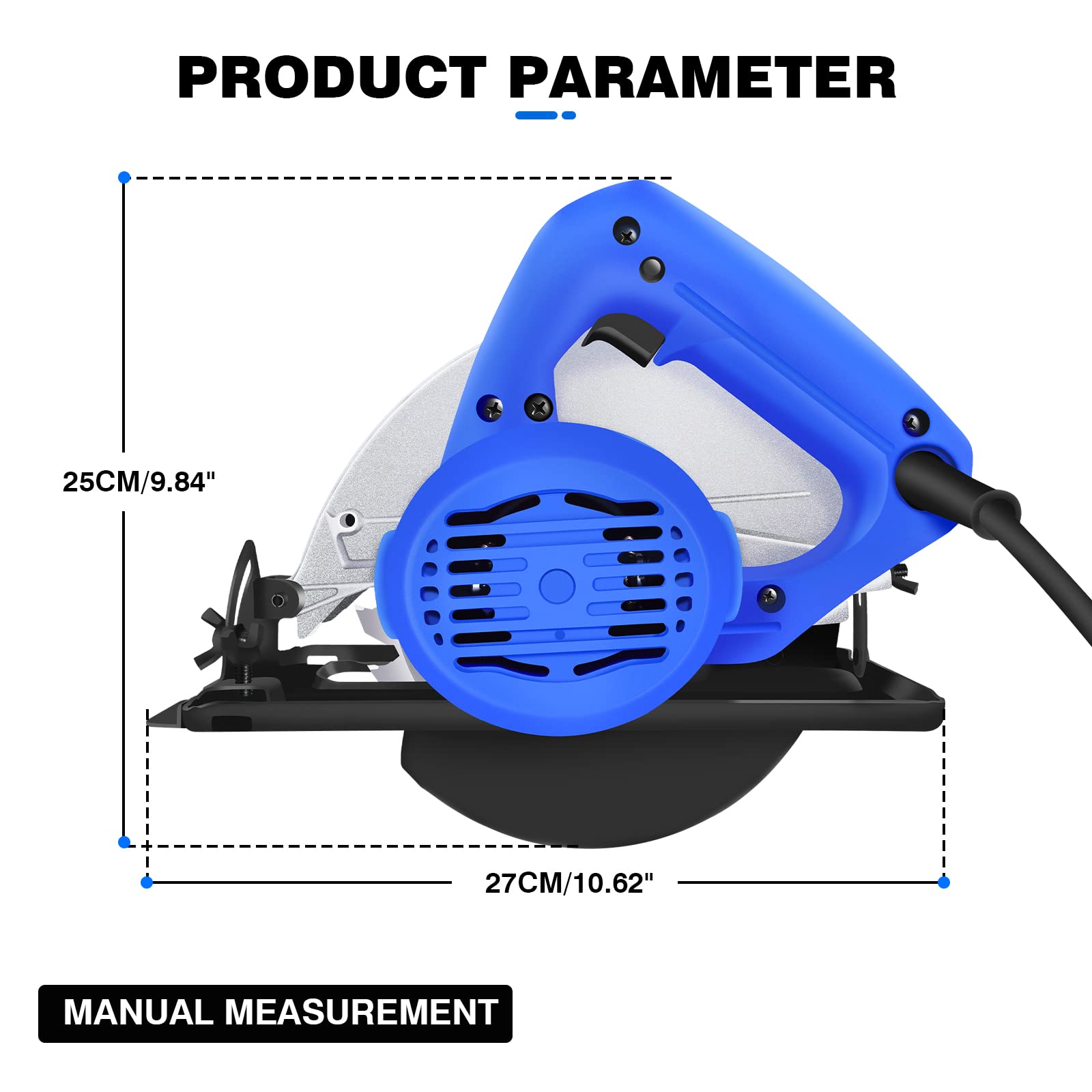 Lucn Scie circulaire électrique 2000 W - Outil de coupe robuste pour bois et métal - Avec lames de 57 mm - Interrupteur de sécurité - Idéal pour le bois, le plastique, le métal souple