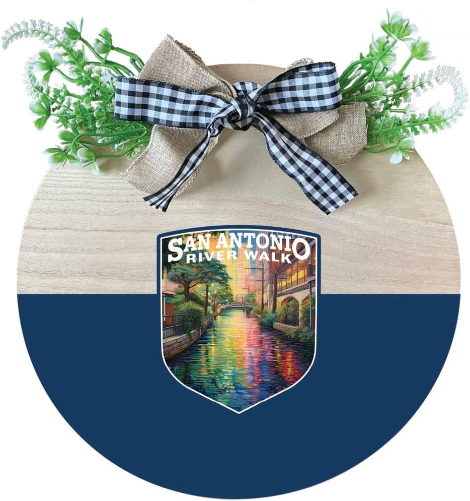 San Antonio Texas Design A Souvenir Wooden Wreath Sign 2Pack Home & Kitchen
