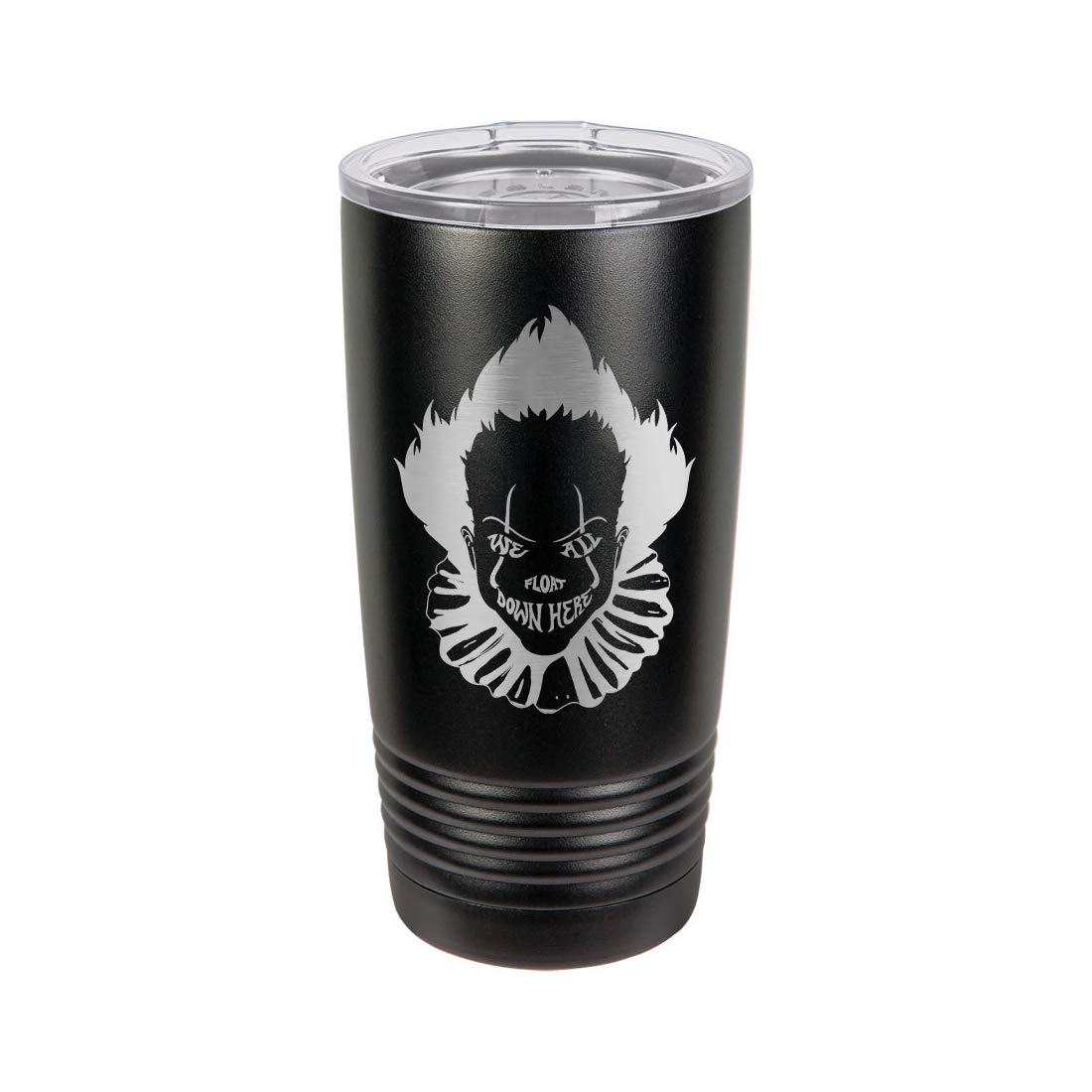 We All Float Down Here Horror Movie Clown - 3D Laser Engraved Black Polar Camel 20 oz. Vacuum Insulated Tumbler Mug with Clear Lid