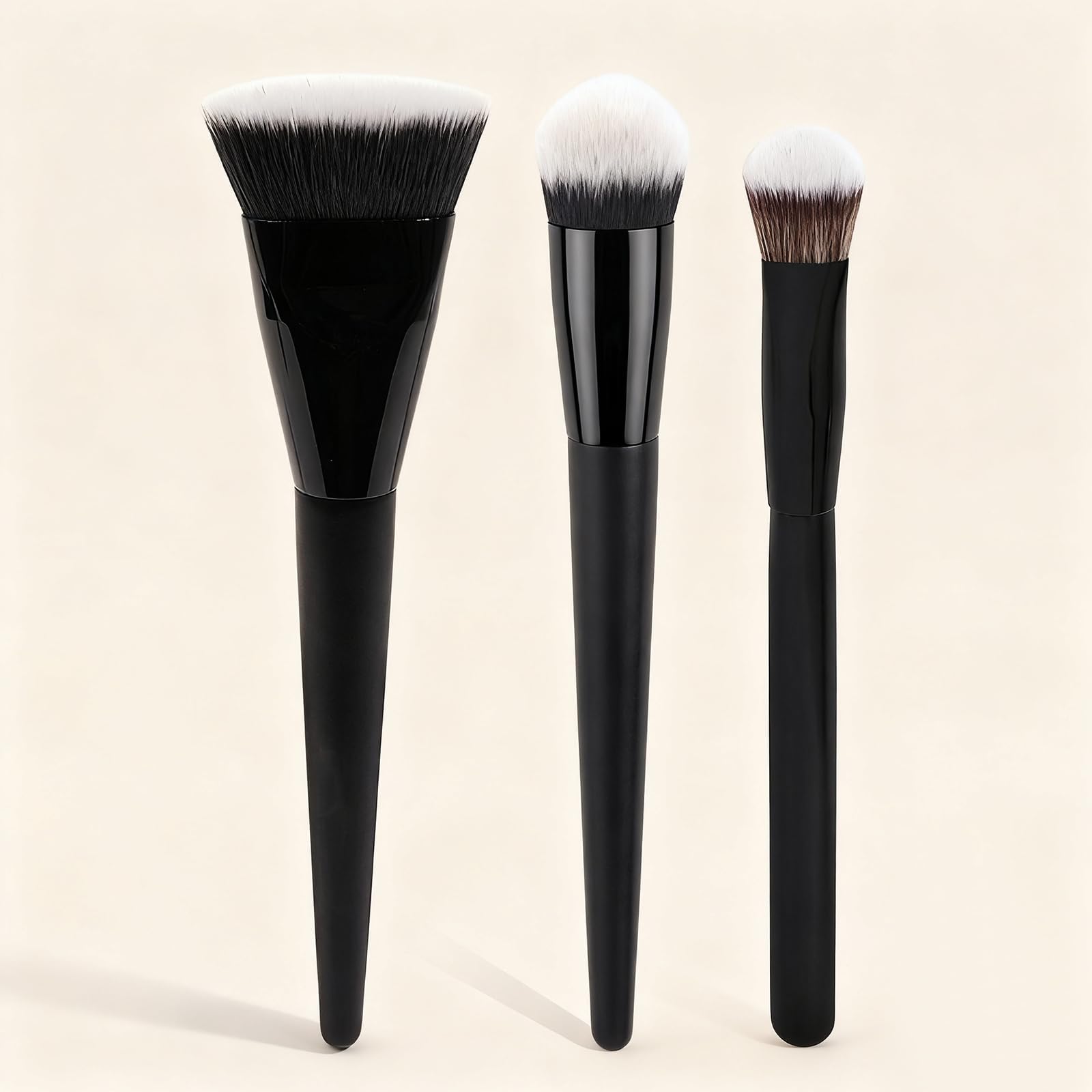3 Daily Makeup Brushes Suitable for Powdered Cosmetics Like Foundation Blush Eyeshadow and Contouring for All Types of Skin(Black)