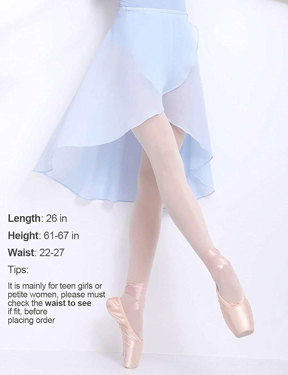 Daydance Teen Girls Women Ballet Skirts Asymmetrical Side Dip Sheer Chiffon Dance Skirts for Leotards - Image 2
