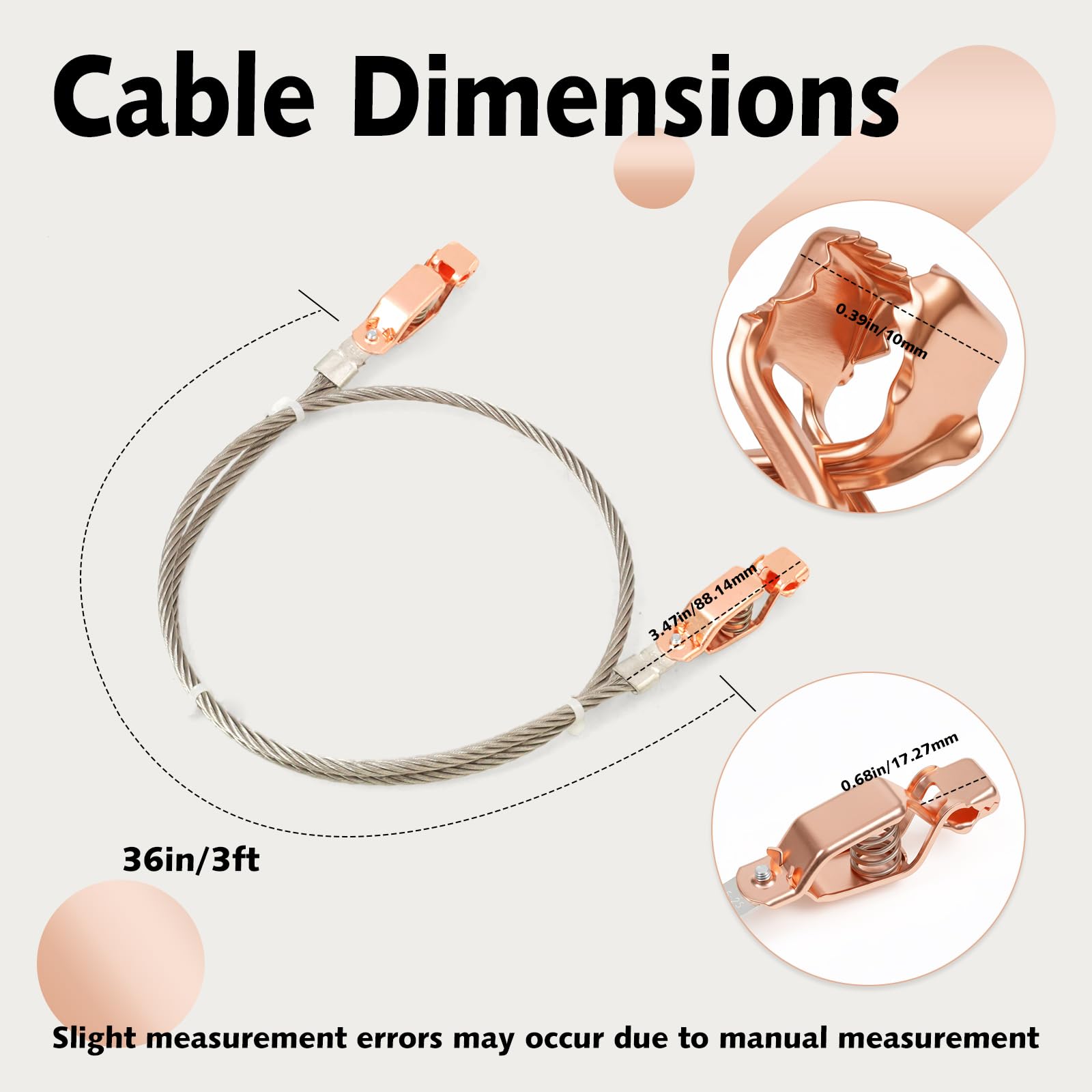 Paquete de 2 cables de unión flexibles de 3 pies con clips de