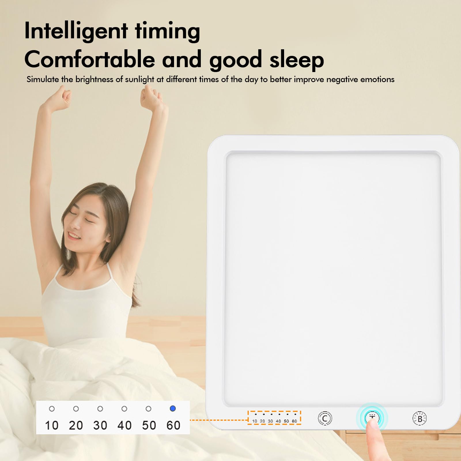 Lámpara De Luminoterapia, Sin Uv Lámpara De Luz De Día, Luz De Simulación De Día, Lámpara Luminoterapia Con 3 Temperaturas De Color Y 6 Temporizador Potente Para Moral(Blanco)