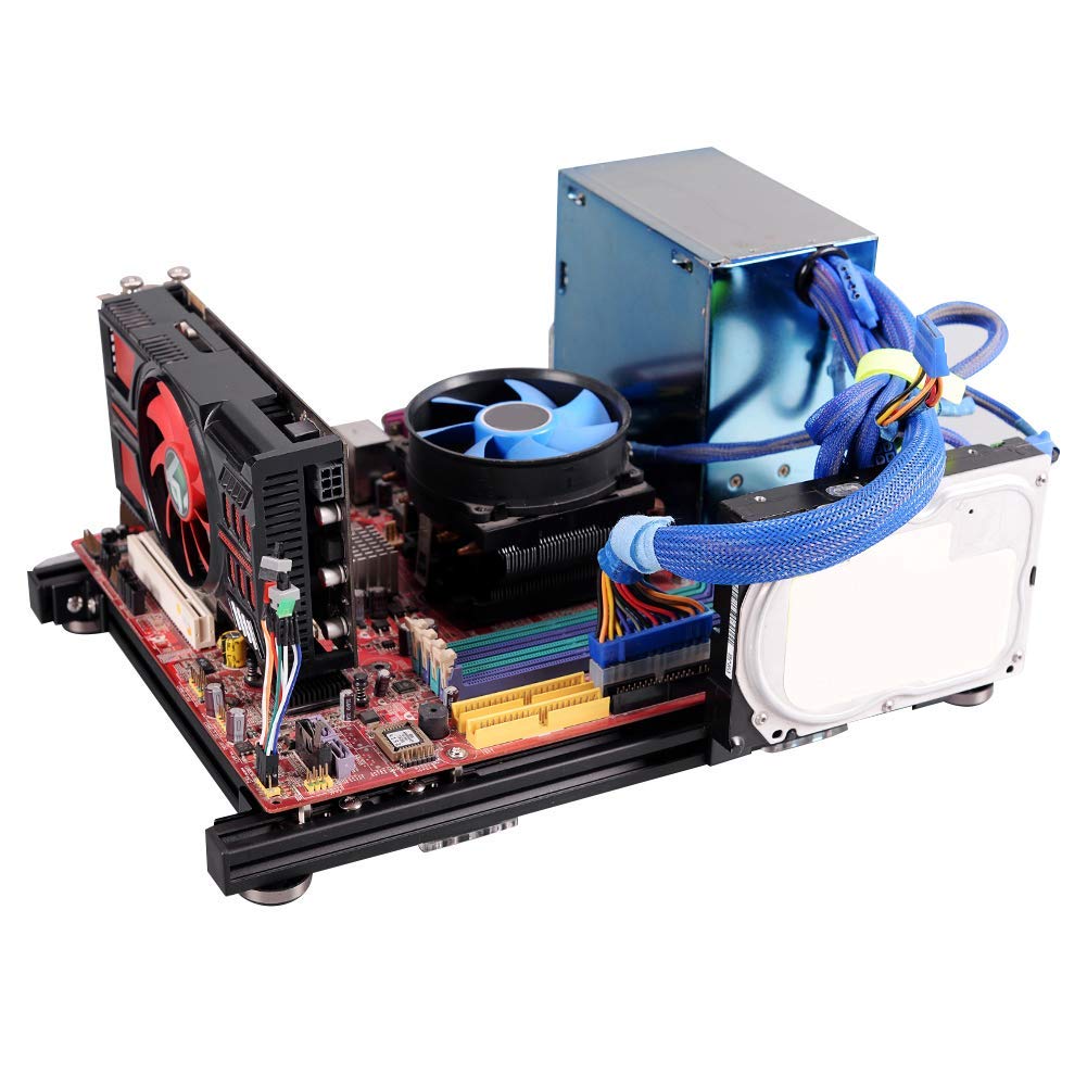 M-ATX MATX ITX Komputer Otwarta Obudowa Wspornik Aluminiowa Naga Rama DIY, Kreatywna Osobowość DIY Wspornik Podwozia Otwarte Podwozie, Stanowisko Testowe do Komputera (czarny)