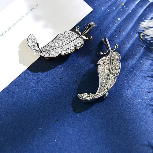 Silvercell Leaf Brooches Pin Brooch Pins Light Silver Austrian Rhinestone Crystal Jewelry #TOP6