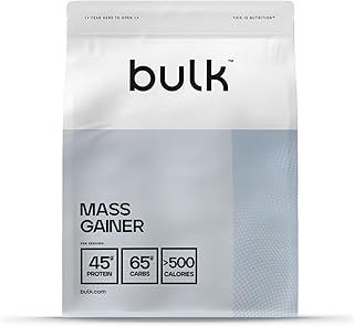 Bulk Complete Mass Gainer | Chocolat | 1kg | 45g de protéines et 5g de BCAA par portion | Gain de masse hypercalorique | Facile à mélanger | Délicieux arômes