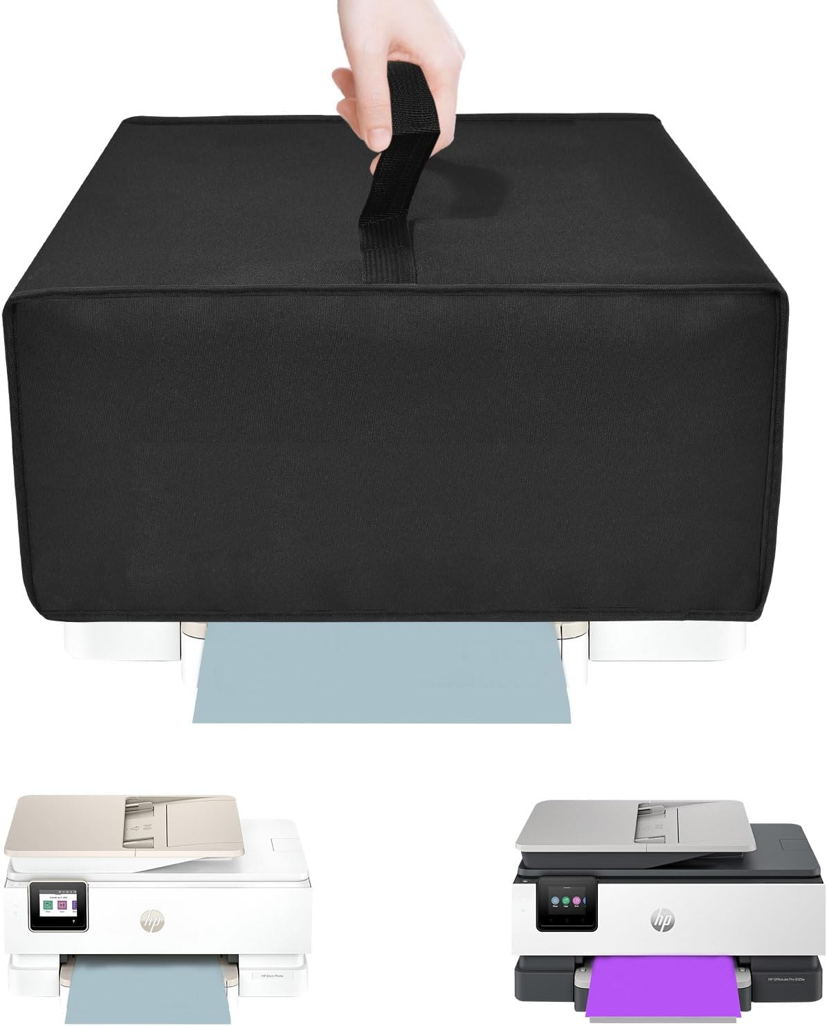 NUENSS-ROR Cover for HP Printer, Heavy Duty Waterproof Anti-static Protector Case with Handle, Printer Dust Cover Compatible with HP OfficeJet Pro 8125e/Envy Photo 7975 Wireless Inkjet Printer (Black)