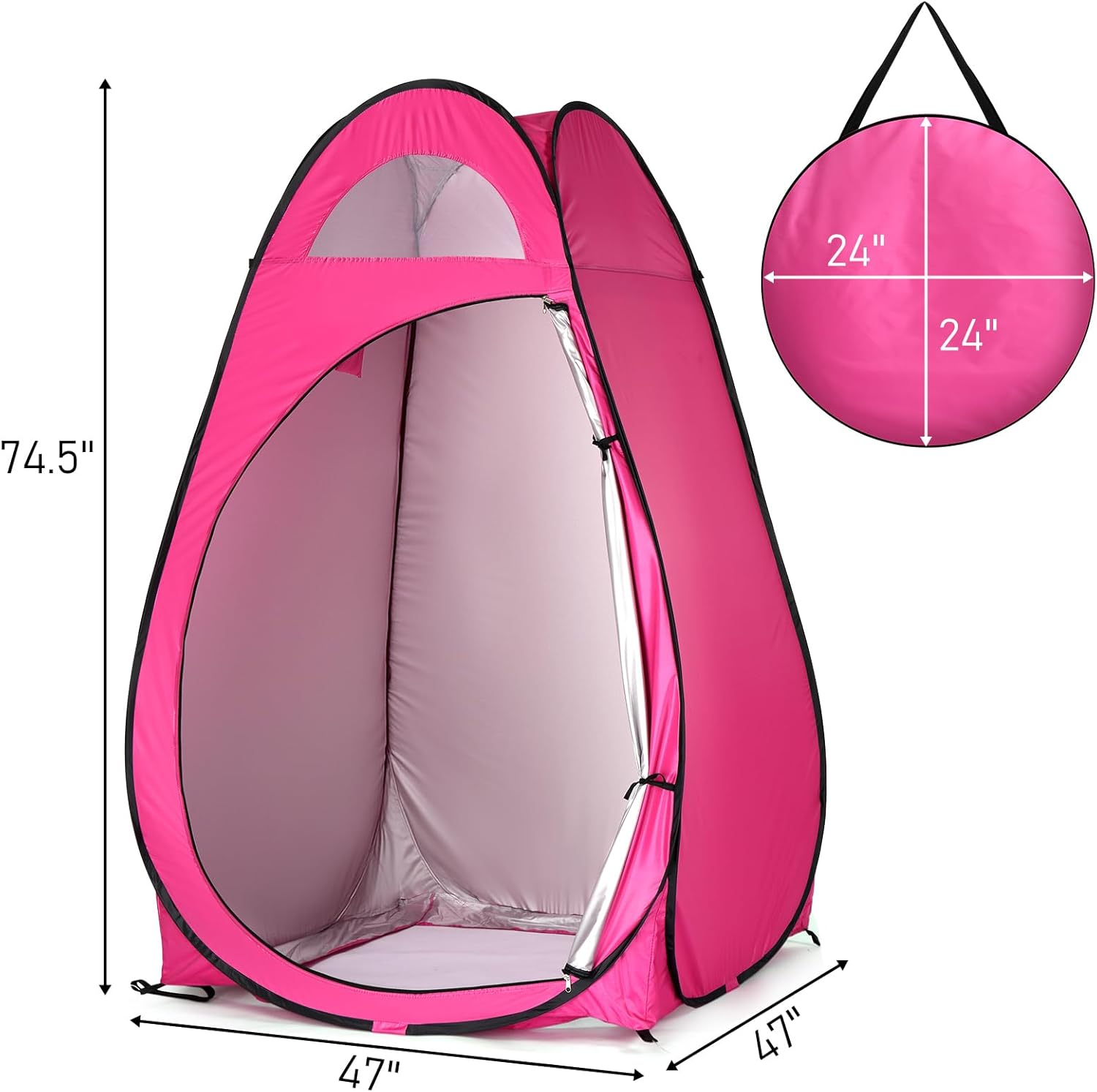 Pop Up Pod - Privacy Shower Tent with Carry Bag, Dressing Room, Instant Portable Toilet Stall for Camping, Beach, or Tailgate (Pink)