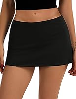 LOMON Women's Low Waist Y2K Micro Mini Skort with Built-in Shorts & Pockets - Stretchy Casual Summer Outfits 2026
