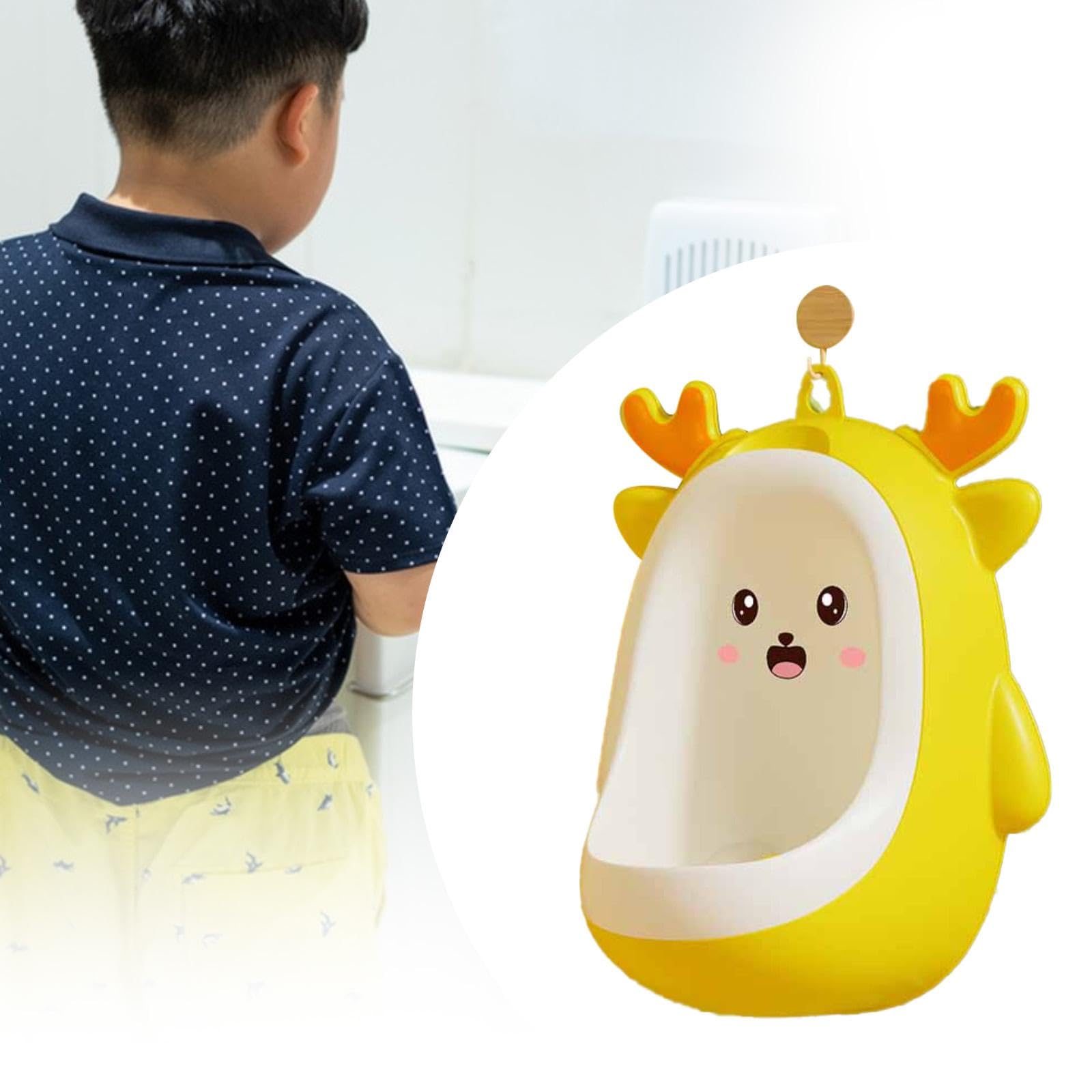Milageto Dinosaur Potty Trainer Urinal Standing Potty, Cartoon Portable Urinals Toilet Training Hanging Pee Trainer for Child Toddlers, Yellow