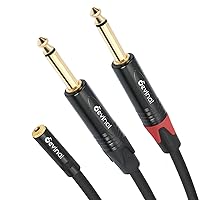 Vista 7 de Devinal Cable divisor de 0.138 in a doble 1/4 Y, adaptador TRS hembra de 1/8 pulgadas a macho TS dual de 0.250 in, mini jack hembra estéreo a
