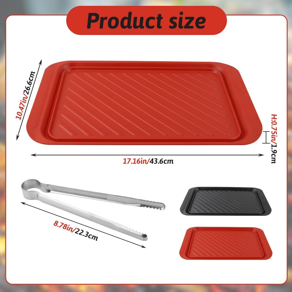 2PCS Grilling Prep and Serve Trays,BBQ Platter for Ra-w Meat Marinating and Finished Cooked Food,Melamine Serving Trays for Marinating, Serving & Chopping,for Outdoor Party