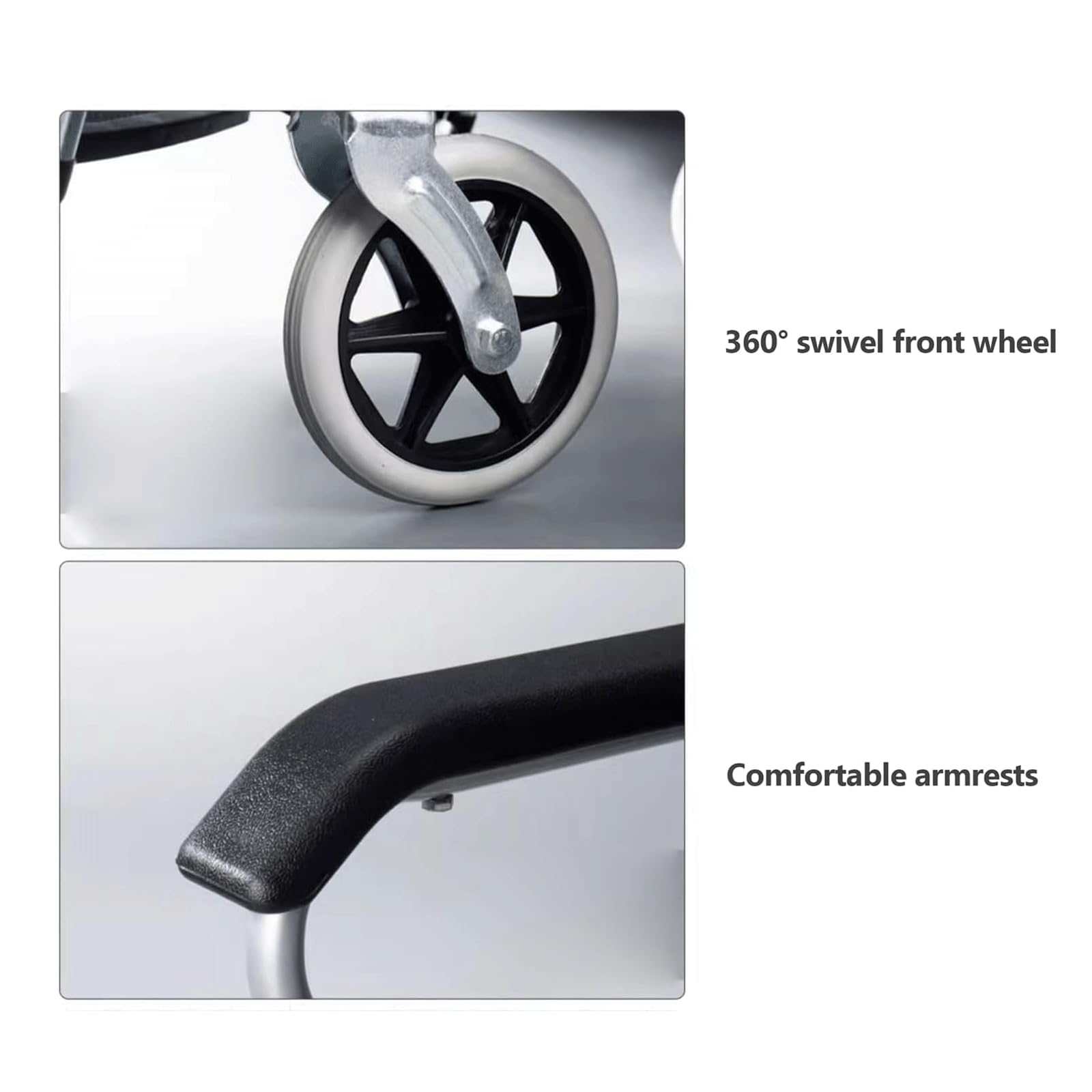 Silla Ruedas Sillas de Ruedas Plegables, sillas de Ruedas de Transporte portátiles con Freno de Mano, Silla de Ruedas Manual Ligera de Acero al Carbono Fácil de operar