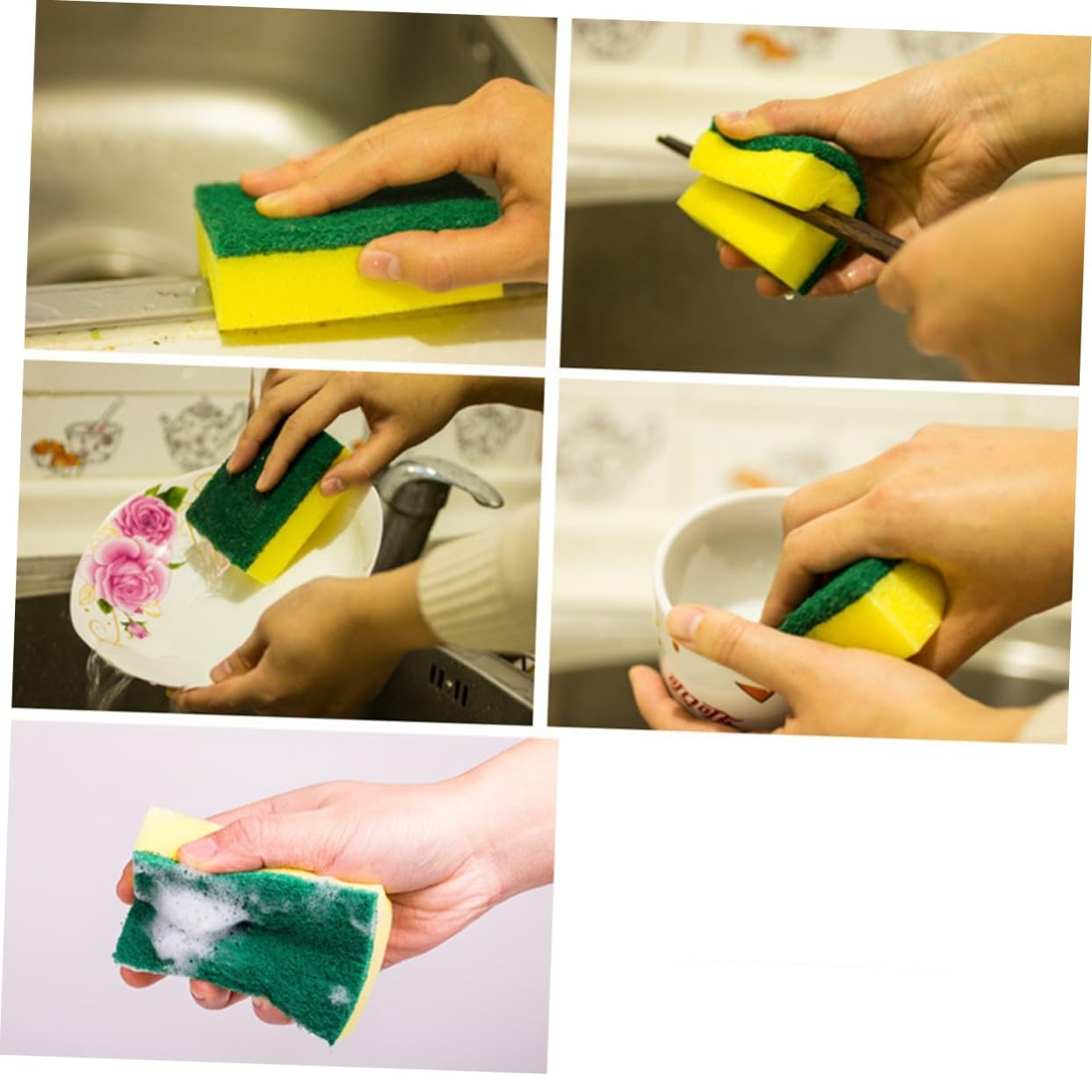 112 Piezas Esponjas para Lavar Platos Antideslizantes Duraderas y Verde Limpieza para Cocina y Utensilios