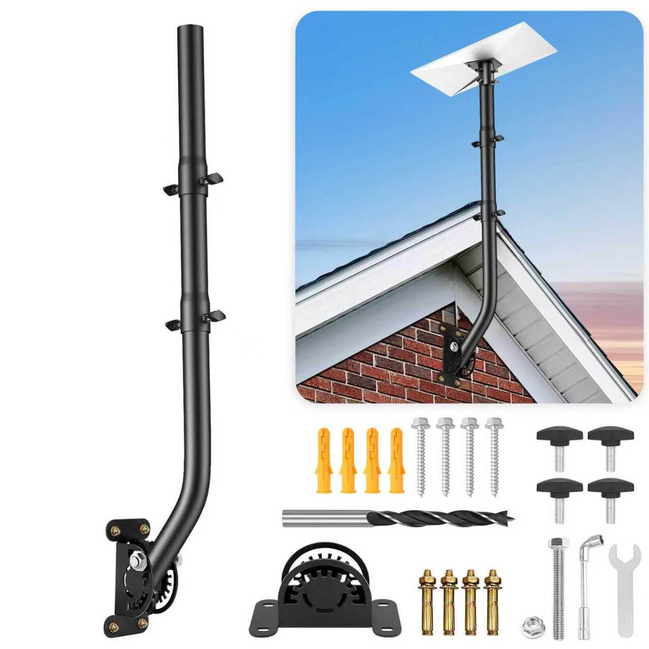 Asta di montaggio universale (diametro 38 mm x lunghezza 117 cm) - Supporto per tubo a J per antenna, ciotola Starlink e stazione meteorologica - Fissaggio girevole regolabile per parete, grondaia