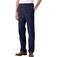 Soojun Mens Cotton Relaxed Fit Full Elastic Waist Twill Pants